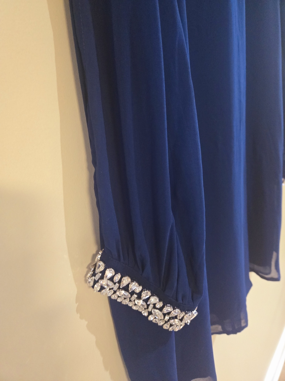 LE CHÂTEAU Royal Blue Rhinestone Embellished Mock Neck Dress / Tunic Size 2XL
